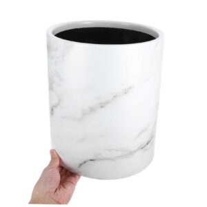 HOLIDYOYO Marble Trash Can Round Garbage Bin 8L Double Layer Waste Basket Container for Kitchen Bathroom Home Office Hotel White