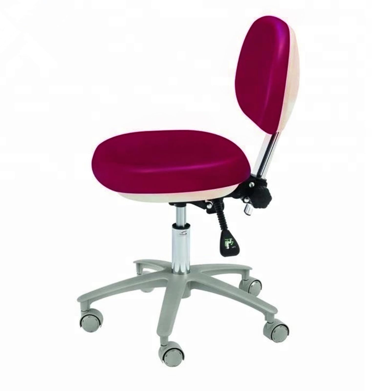 HS-6 PU Leather Adjustable Mobile Doctor's Chair Deluxe Dentist Stool with Backrest Five Star Casters