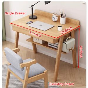 LITAITAI Modern Minimalist Solid Wood Desk Simple Computer Desk Writing Desk Student Study Desk Home Use Desk（Not Include Chairs） (80CM/31.5'')