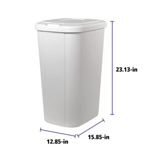 BHCHA 13.3 Gallon Trash Can, Plastic Touch Top Kitchen Trash Can (White)