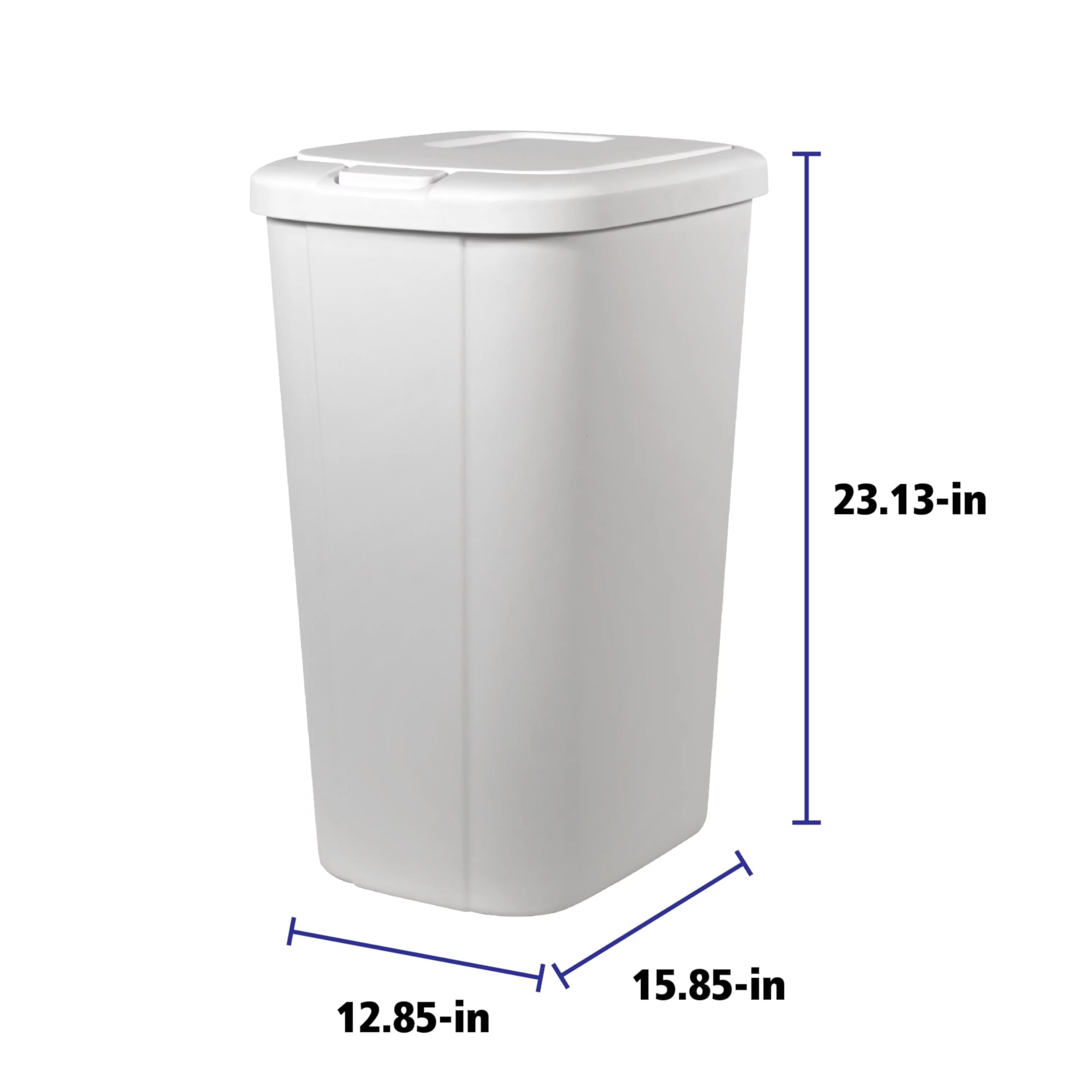 BHCHA 13.3 Gallon Trash Can, Plastic Touch Top Kitchen Trash Can (White)