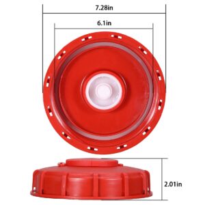 ASEVAT 2 Pack IBC Tote Lid Cover with Vent Hole 6.5" IBC Tank Water Liquid Tank Cap Plastic, Cover Lid Cap Adaptor with Gasket for Chemical, Food, Industries Storage 275-330 Gallon