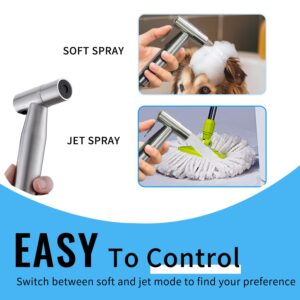 Handheld Bidet Sprayer for Toilet - Stainless Steel Portable Bathroom Bidet Jet Sprayer Set with Water Pressure Control - Cloth Diaper Sprayer for Baby Feminine Wash, Wall or Toilet Mount