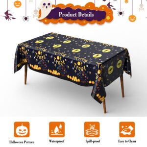 Halloween Tablecloth, 2 PCS 54" X 108" Halloween Tablecloth Plastic for Halloween Decorations, Rectangle Halloween Table Cloth Disposable Trick or Treat Pumpkin Witches Table Cover for Halloween Party