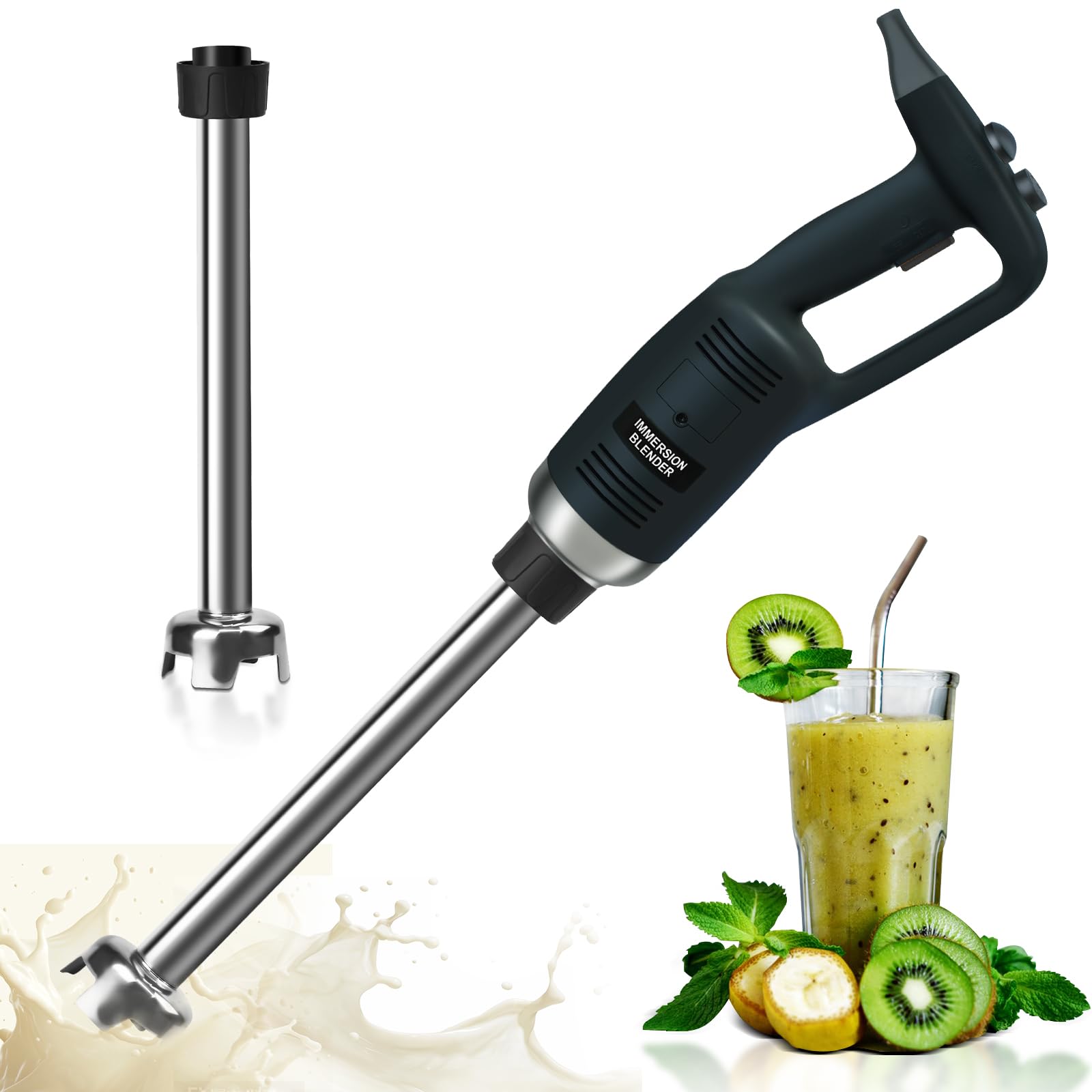 BNDHKR Electric Immersion Blender 22 Inch 750 Watt Commercial Handheld Blenders With Detachable Shaft for Shakes Soups Smoothies Puree