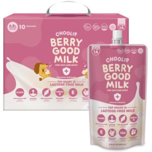 choolip berry good pet milk. 10pk vitamin-infused cat milk, dog, kitten, puppy milk. dog bladder support, cat kidney support, cat urinary supplement cranberry, omega 3, coq10, glucosamine, taurine