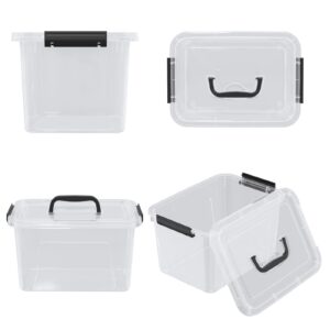 Cinkyou 5 L Clear Plastic Storage Box with Handle and Lid, Plastic Latching Container Bins, 4 Pack