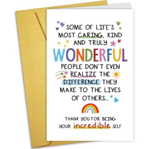 Nchigedy Cute Thank You Card for Him Her, Appreciation Card for Coworker Boss Teacher Doctor, Friendship Card for Friend Bestie, Thank You for Being Your Incredible Self