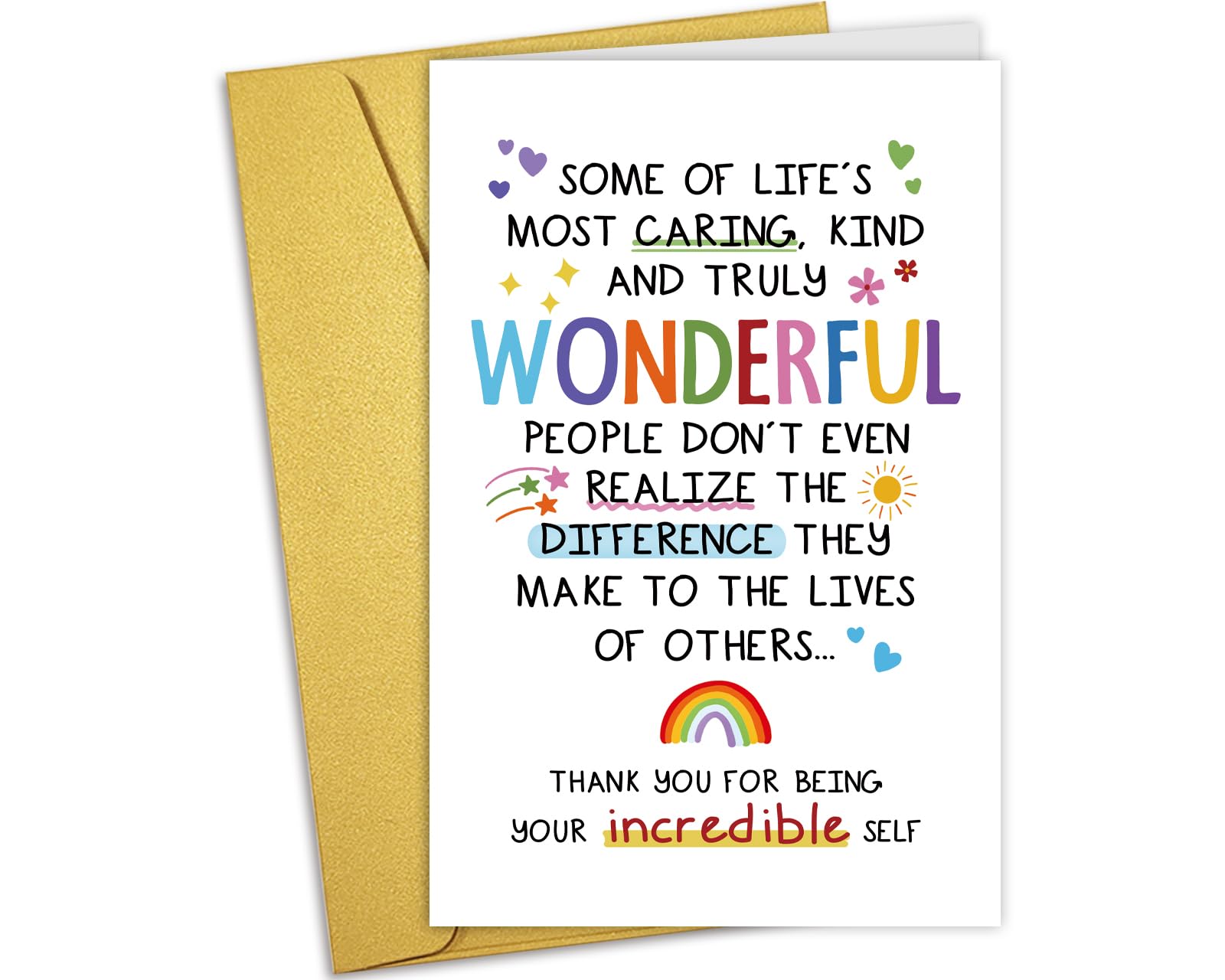 Nchigedy Cute Thank You Card for Him Her, Appreciation Card for Coworker Boss Teacher Doctor, Friendship Card for Friend Bestie, Thank You for Being Your Incredible Self