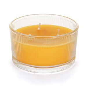 aglary 3-wick beeswax candle in glass, elegant and natural home lighting,unscented beeswax-raw, 4.7oz