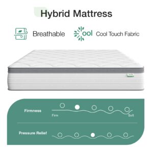 Novilla Queen Size Mattress, 10 Inch Queen Hybrid Mattress in a Box, Pocket Innerspring Mattress Queen for Motion Isolation, Pressure Relief, Sopportive & Firm Feel