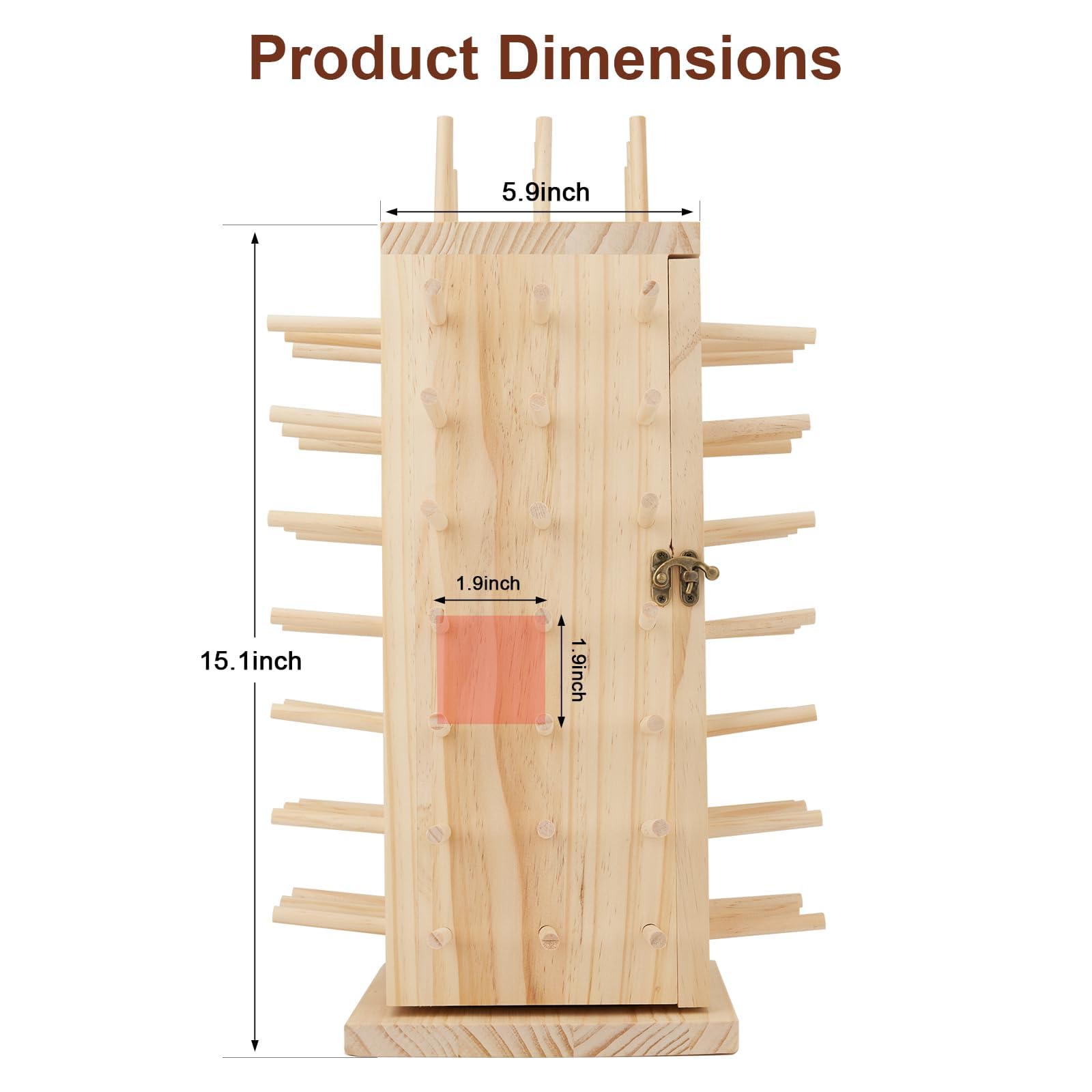 93 Spools Thread Holder Stand 360° Fully Rotating Wooden Thread Rack/Thread Holder Organizer for Sewing, Quilting, Embroidery, Hair-braiding and Jewelry