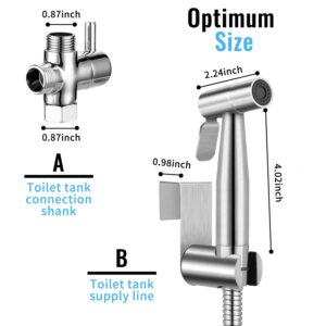 Handheld Bidet Sprayer for Toilet - Stainless Steel Portable Bathroom Bidet Jet Sprayer Set with Water Pressure Control - Cloth Diaper Sprayer for Baby Feminine Wash, Wall or Toilet Mount