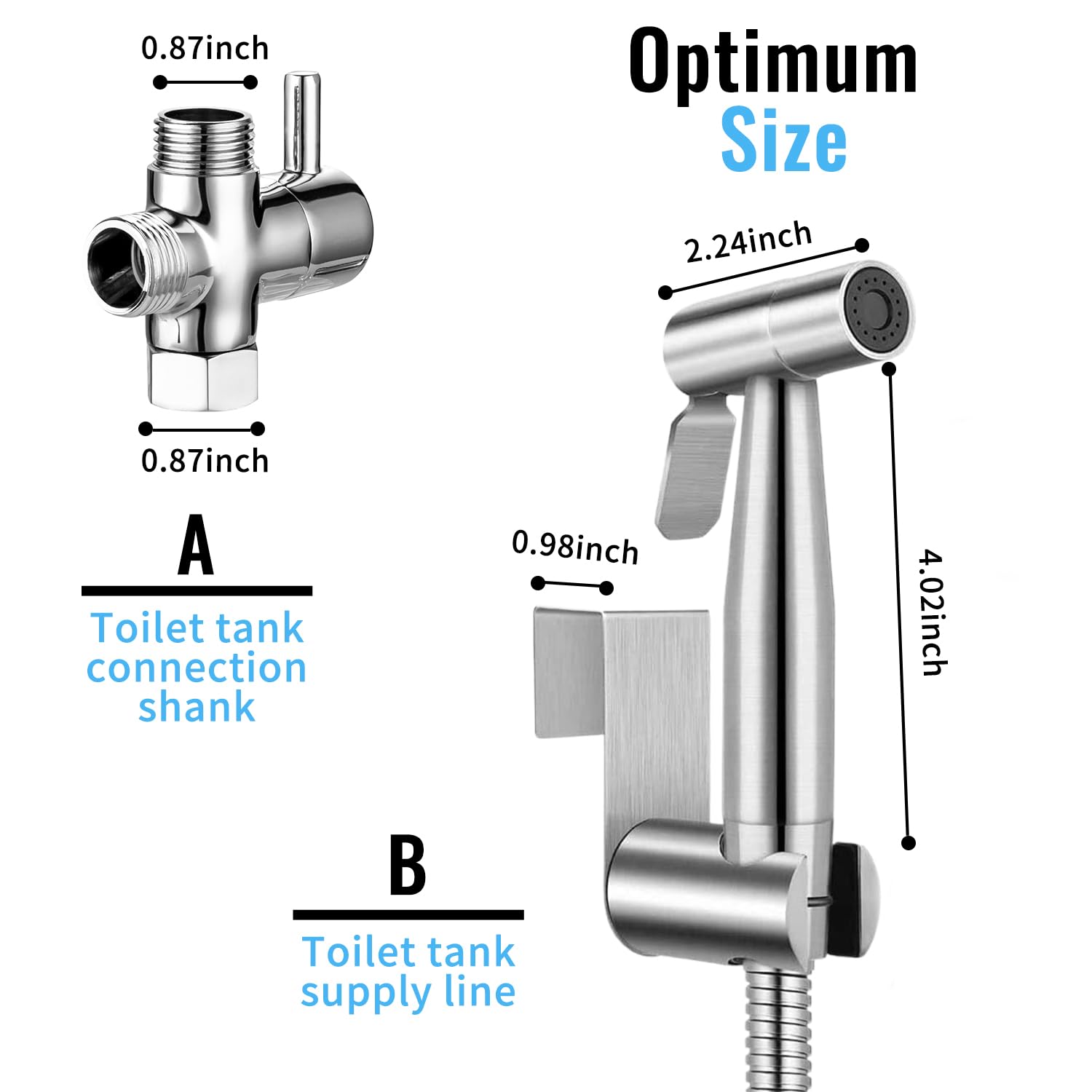 Handheld Bidet Sprayer for Toilet - Stainless Steel Portable Bathroom Bidet Jet Sprayer Set with Water Pressure Control - Cloth Diaper Sprayer for Baby Feminine Wash, Wall or Toilet Mount