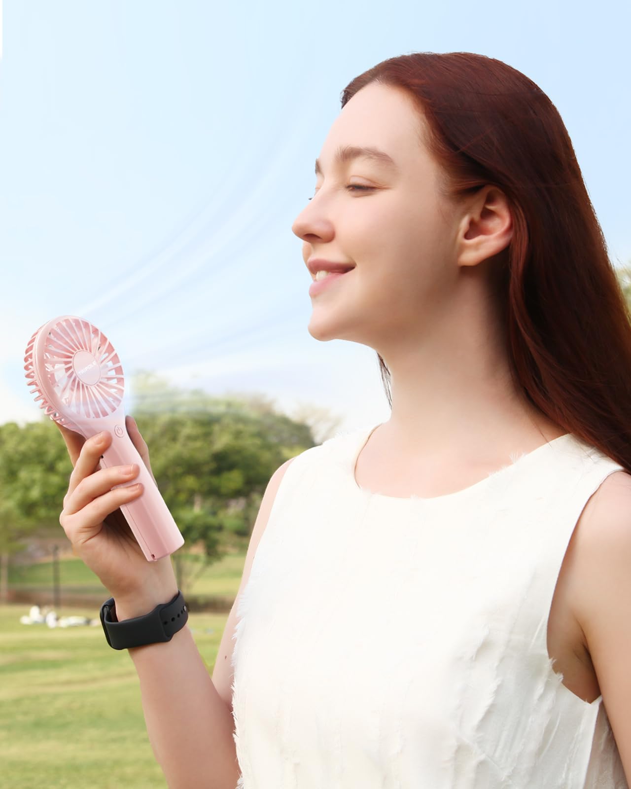 TriPole Portable Fan Handheld Fan Mini Personal Fan 3 Speeds, Powerful Little Battery Hand Held Fan for Travel Trip Outdoor Concerts, Cute Small Rechargeable Lash Fan for Makeup Skincare Drying, Pink