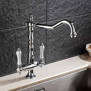 vvqqfgxn kitchen sink faucet for bar farmhouse commercial, bath kitchen brushed nickle dual handle kitchen basin faucets, deck mounted hot & cold water mixer basin sink taps(chrome)