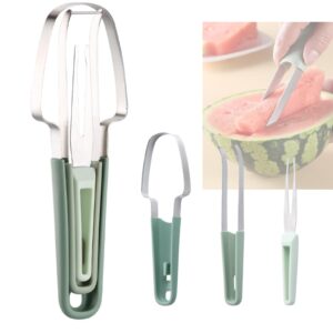 3 in 1 watermelon fork slicer cutter,2024 new portability watermelon cutter slicer tool, stainless steel watermelon fruit knives, portability knife fruit fork for camping kitchen gadgets (1pcs)