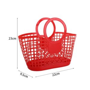 generic Plastic Storage Basket with Handle, Plastic Shopping Baskets Kitchen Fruit Vegetable Storage Basket Portable Shower Bath Baskets(red), AM15SD0EQ90US