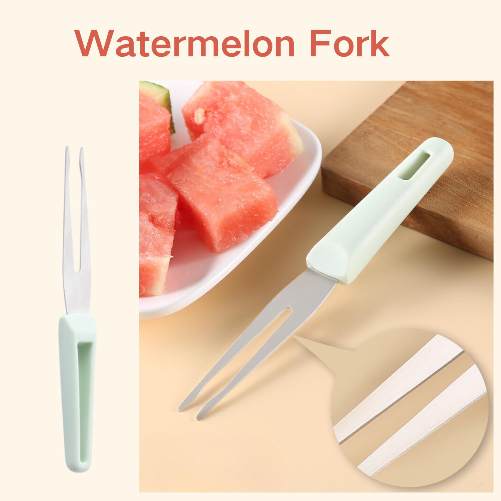 3 In 1 Watermelon Fork Slicer Cutter,2024 New Portability Watermelon Cutter Slicer Tool, Stainless Steel Watermelon Fruit Knives, Portability Knife Fruit Fork for Camping Kitchen Gadgets (1PCS)