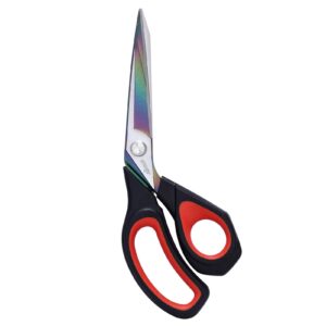 livingo fabric scissors heavy duty - 9.5 inches professional titanium coated forged stainless steel sharp bent shears for sewing crafting cutting cloth, felt, leather, paper