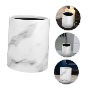 HOLIDYOYO Marble Trash Can Round Garbage Bin 8L Double Layer Waste Basket Container for Kitchen Bathroom Home Office Hotel White