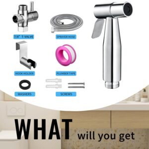 Handheld Bidet Sprayer for Toilet - Stainless Steel Portable Bathroom Bidet Jet Sprayer Set with Water Pressure Control - Cloth Diaper Sprayer for Baby Feminine Wash, Wall or Toilet Mount