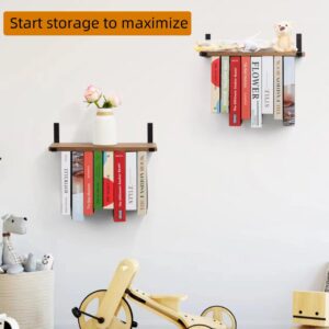 Floating Bookshelves Set of 2 - Double Storage Unique Wall Bookshelf, Invisible Floating Bookshelves Wall Mounted, Hanging Bookshelf, Unique Design-Wall Book Shelves for Living Room(16.5W x 7D)