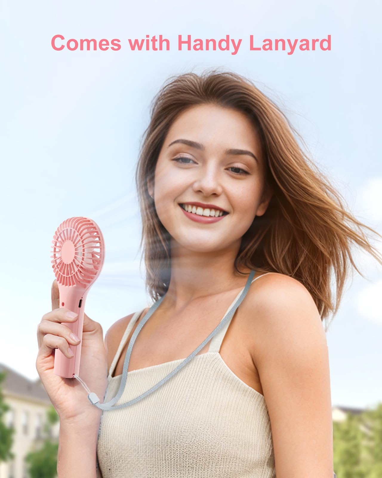 TriPole Portable Fan Handheld Fan Mini Personal Fan 3 Speeds, Powerful Little Battery Hand Held Fan for Travel Trip Outdoor Concerts, Cute Small Rechargeable Lash Fan for Makeup Skincare Drying, Pink