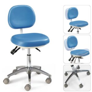 HS-6 PU Leather Adjustable Mobile Doctor's Chair Deluxe Dentist Stool with Backrest Five Star Casters