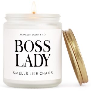 petalsun boss lady gifts for women - handmade candle gifts for boss - best boss gifts for women, cool gifts for bosses, boss day gifts, 7oz soy wax candle (lavender)