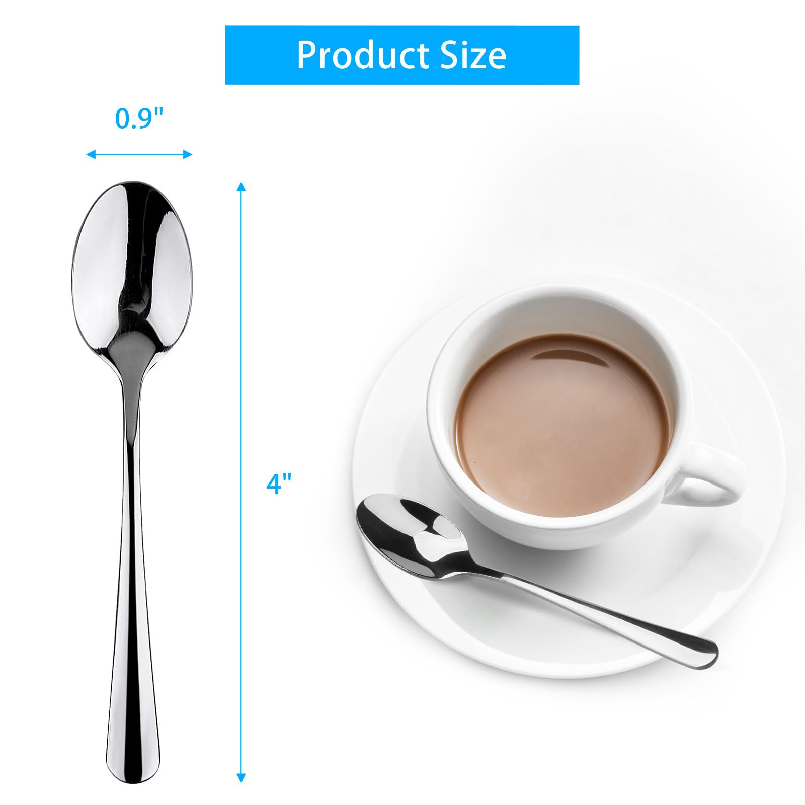 12-Piece Demitasse Espresso Spoons, 4.7 Inch Stainless Steel Mini Coffee Spoons for Dessert, Ice Cream