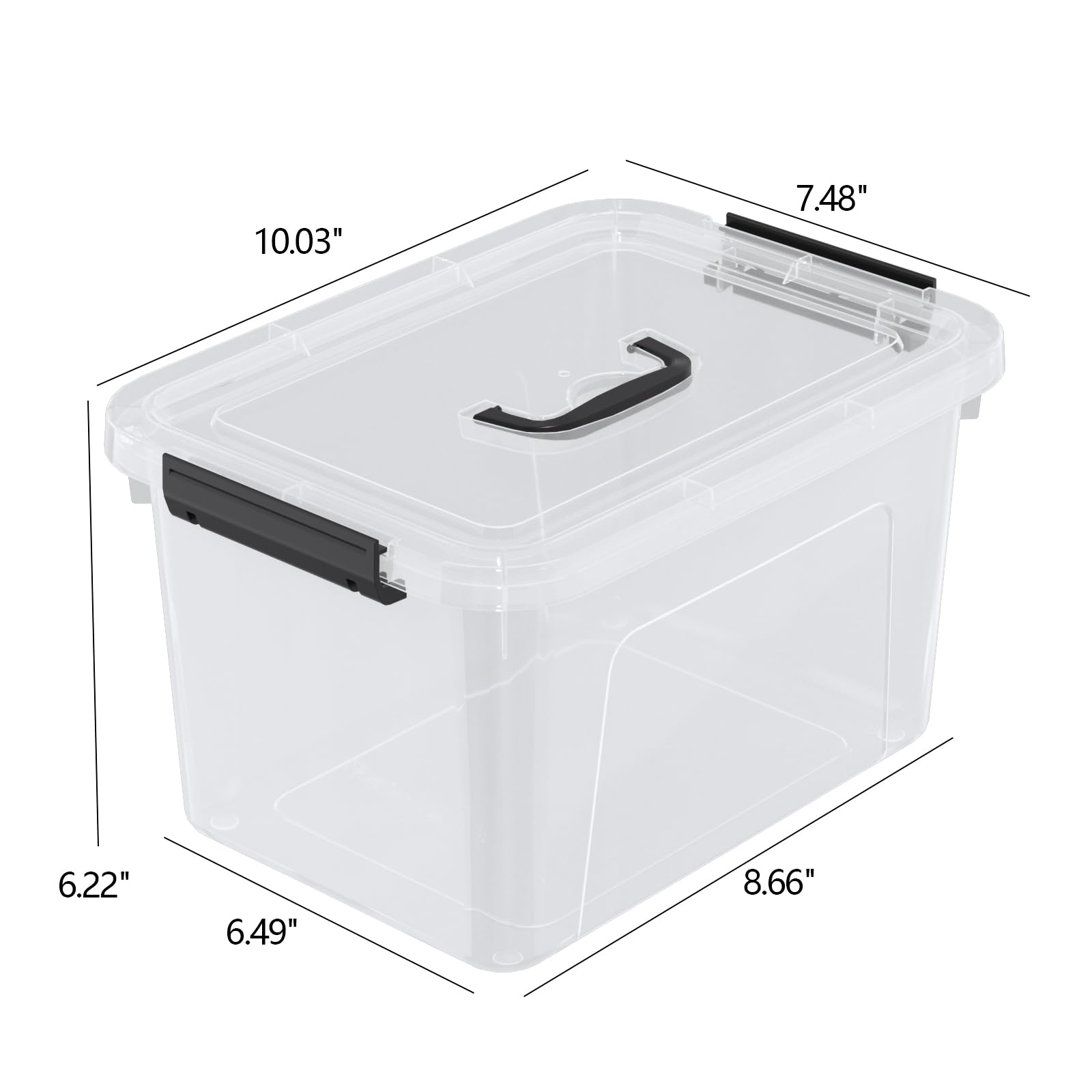 Cinkyou 5 L Clear Plastic Storage Box with Handle and Lid, Plastic Latching Container Bins, 4 Pack