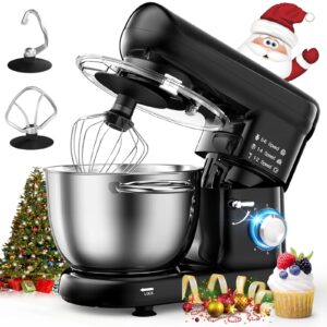 kitchen stand mixer, 6qt household stand mixers, 660w 6+p speed tilt-head electric dough mixer, food mixers for daily use with dough hooks, whisk, beater