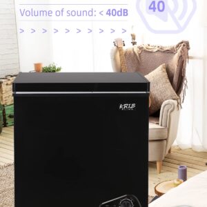 Krib Bling 7.0 Cu.Ft Chest Freezer Two Removable Basket, Deep Compact Freezer with 7 Gears Temperature Control(-4°F to 6.8°F), for House, Kitchen, Garage, Basement, Shop, Black