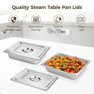 Joyibay 6 PCS Steam Table Pan Lids, 13 x 10.6 x 0.8 Inches,1/2 Half Size, Solid Hotel Pan Covers, Bulk 304 Stainless Steel Roasting Food Tray Lids with Handle for Restaurant Catering