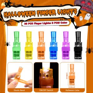 Halloween Party Favors for Kids 36 PCS LED Light Up Finger Lights Halloween Goodie Bag Fillers Stuffers, Glow in The Dark Toys Bulk Halloween Treats Non Candy for Party Classroom Prizes Trick or Treat