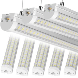 8ft led shop light, u shape 125w integrated led tube light, 6500k clear white, 20000lm super bright led lighting, flush mount/hanging, linkable led shop lights for garage workshop, plug&play, 8 pack