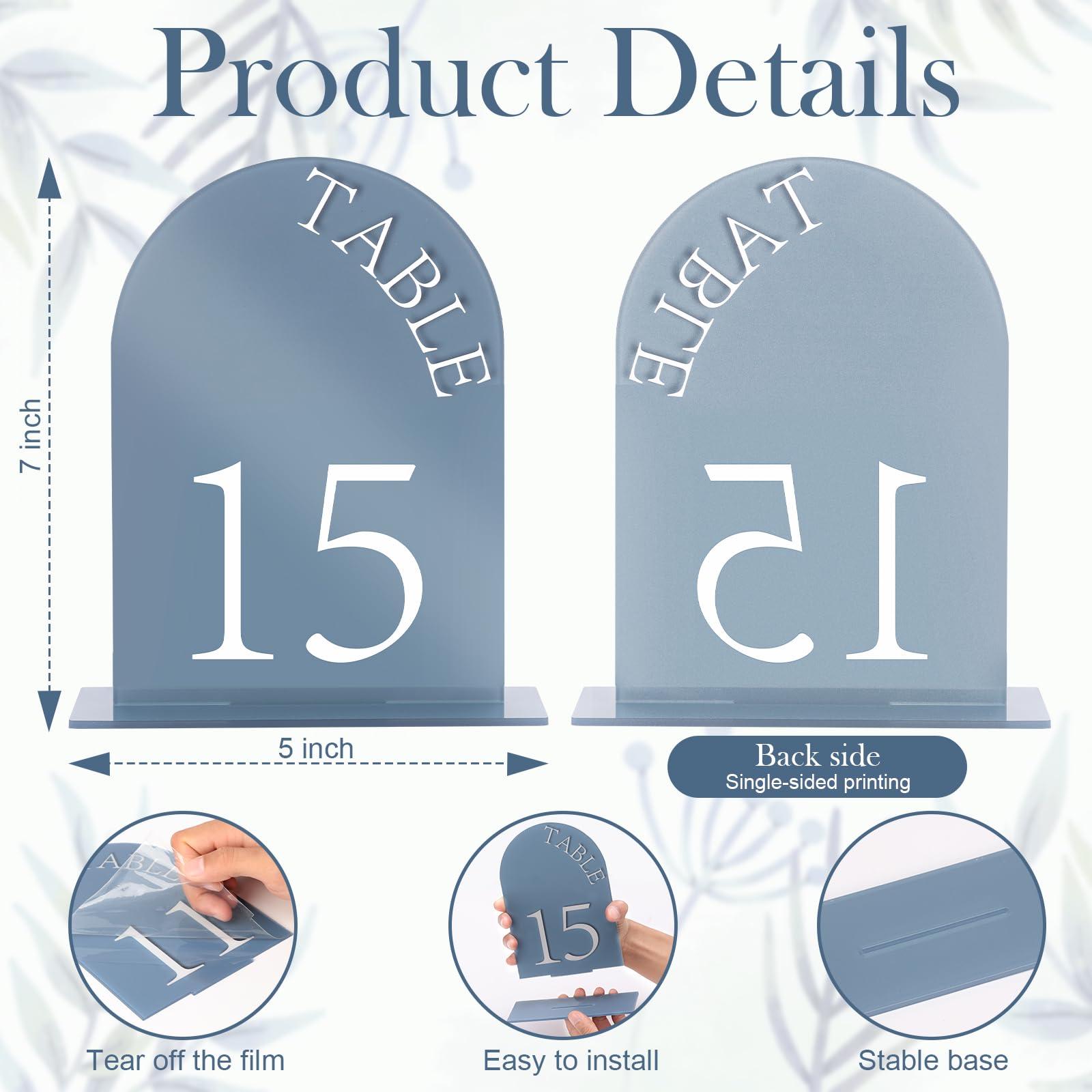 Acrylic Wedding Table Numbers 1-15 Table Number Stands Bulk Wedding Table Signs Stand Table Number Holders With Cards Wedding Table Numbers Stands for Bridal Shower Reception Anniversary (Dusty Blue, 5x7)