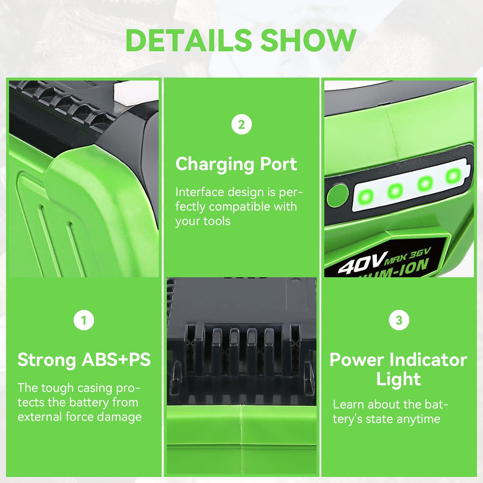 FERRYBOAT 6000mAh 40V Battery Replacement for GreenWorks 40V Battery 29462 Battery Compatible with Greenworks 29472 29462 G-MAX Power Tools 29252 20202 22262 25312 25322(1 Pack)