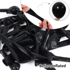 RUBFAC 145pcs Black Balloons Latex Balloons 18 12 10 5 Inch Party Balloon Kit Different Sizes for Birthday Party Wedding Balloon Graduation Baby Shower Decoration