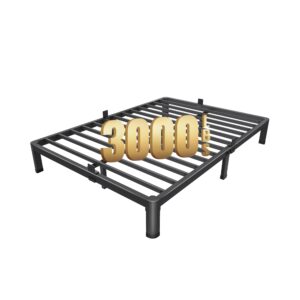 maf 7 inch full size metal platform bed frame with round corner legs, 3000 lbs heavy duty steel slats support, noise free, no box spring needed, easy assembly