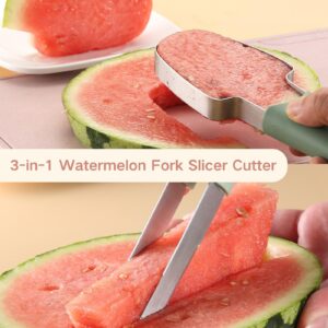 3 In 1 Watermelon Fork Slicer Cutter,2024 New Portability Watermelon Cutter Slicer Tool, Stainless Steel Watermelon Fruit Knives, Portability Knife Fruit Fork for Camping Kitchen Gadgets (1PCS)