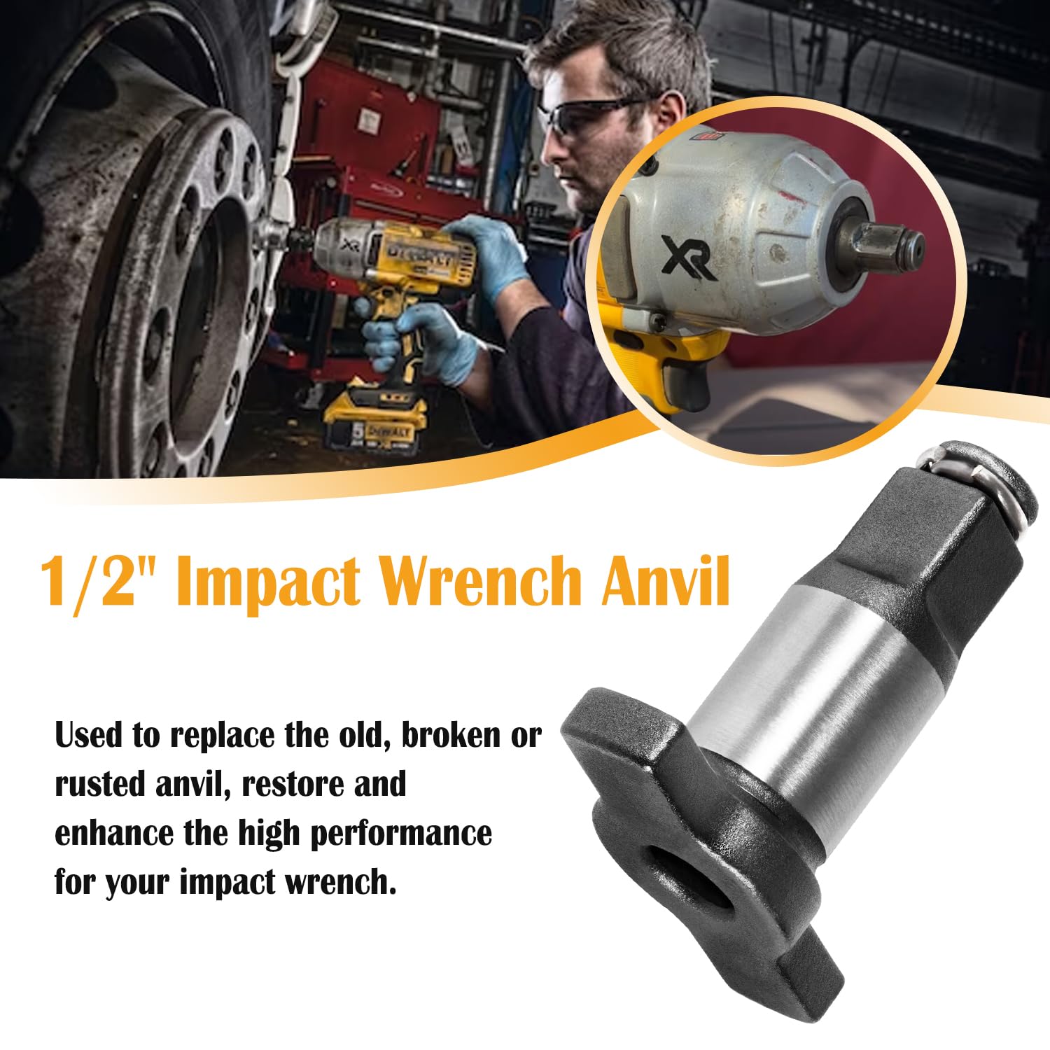 N415875 1/2" Anvil Replacement Impact Wrench Anvil Assembly, Fit for Dewalt/Black & Decker 18V 20V MAX XR for DCF899HB type1-3,DCF899HP type1-3