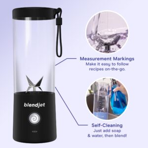 BlendJet Portable Blender for Smoothies & Shakes - 16oz BlendJet 2 Cordless Personal Small Blender, USB-C Rechargeable & Self Cleaning - Mini Travel Blender with Stainless Steel Blade (SP)