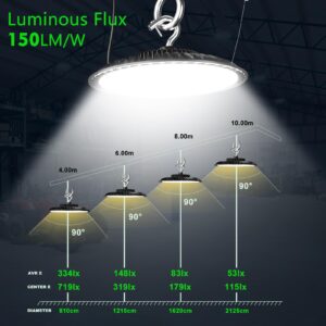 ANTLUX LED High Bay Light 320W 48000lm 5000K High Bay LED Shop Lights with US Plug Equiv.to 1200W MH/HPS High Bay LED Lights AC100-277V-6 Pack