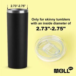 Mollcity Skinny Tumbler Lid-2 Pack Sealing Slider Replacement Lids Spill Proof Splash Resistant Covers Fits 2.73-2.75in Skinny Tumbler