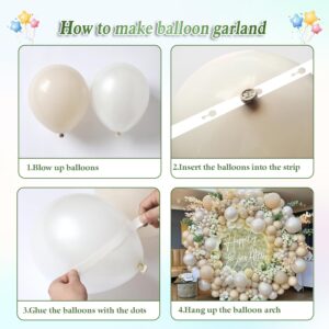 Pearl white Double-Stuffed Balloon Garland Arch Kit,154 Pcs Different Sizes 12/10/5 inch White Sand Cream Balloons For Bridal Shower Birthday Anniversary Wedding Decorations