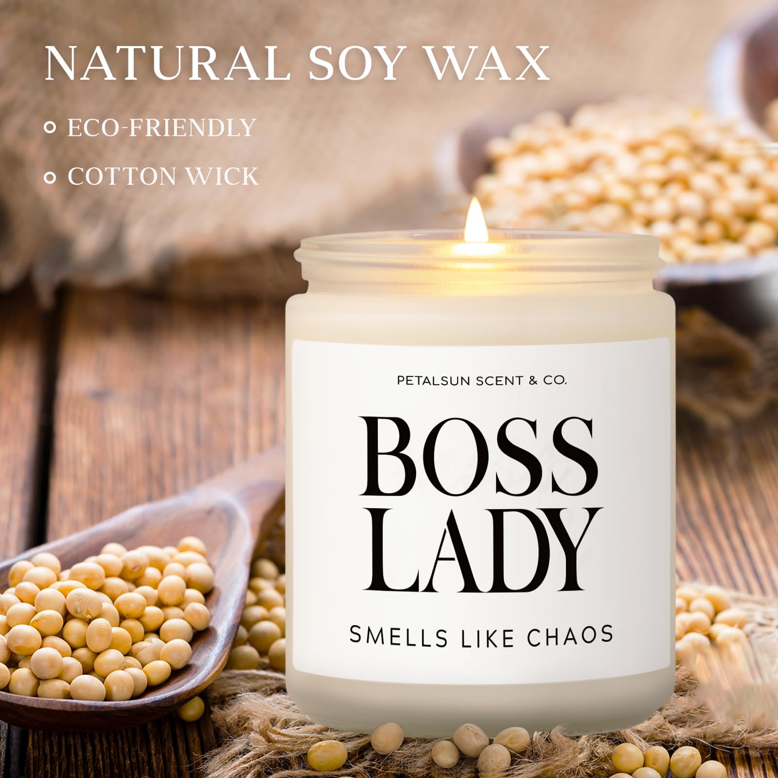 PETALSUN Boss Lady Gifts for Women - Handmade Candle Gifts for Boss - Best Boss Gifts for Women, Cool Gifts for Bosses, Boss Day Gifts, 7oz Soy Wax Candle (Lavender)