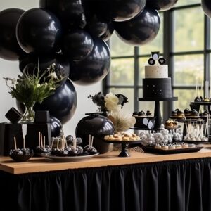 RUBFAC 145pcs Black Balloons Latex Balloons 18 12 10 5 Inch Party Balloon Kit Different Sizes for Birthday Party Wedding Balloon Graduation Baby Shower Decoration