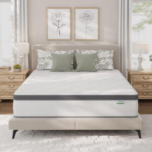 novilla queen size mattress, 10 inch queen hybrid mattress in a box, pocket innerspring mattress queen for motion isolation, pressure relief, sopportive & firm feel